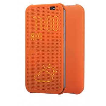 Точечный чехол смарт флип с функциями оповещения для HTC One ME Оранжевый