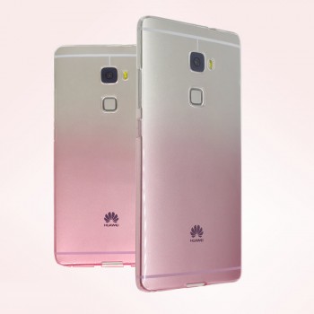 Силиконовый матовый полупрозрачный градиентный чехол для Huawei Mate S Розовый