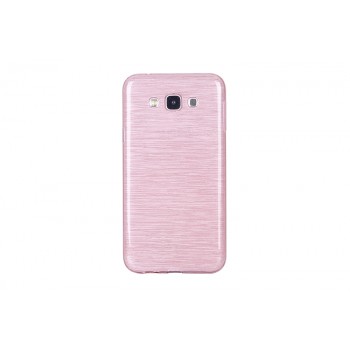 Силиконовый полупрозрачный чехол текстура Металлик для Samsung Galaxy J7 Розовый