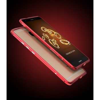 Металлический округлый бампер сборного типа на винтах для Huawei Mate S Красный