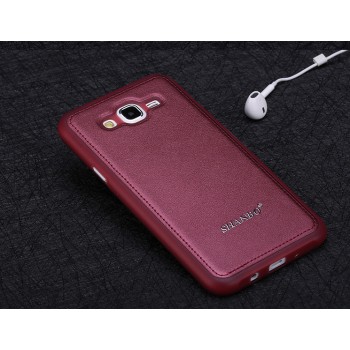 Силиконовый матовый чехол с с текстурным покрытием Кожа для Samsung Galaxy J7 Красный