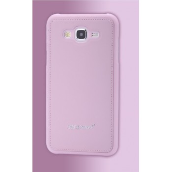 Силиконовый матовый чехол с с текстурным покрытием Кожа для Samsung Galaxy J7 Розовый