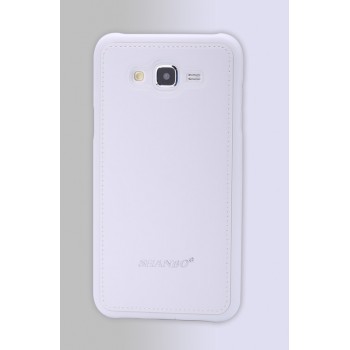 Силиконовый матовый чехол с с текстурным покрытием Кожа для Samsung Galaxy J7 Белый