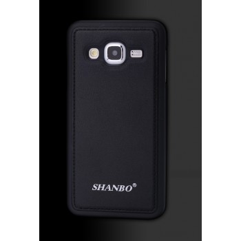 Силиконовый матовый чехол с с текстурным покрытием Кожа для Samsung Galaxy J7 Черный