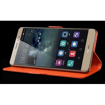 ожаный чехол портмоне подставка (премиум нат. Кожа) на пластиковой основе на магнитной защелке для Huawei Mate S Оранжевый