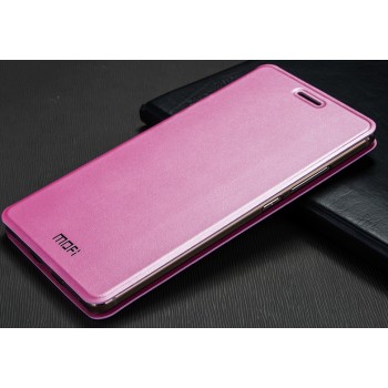 Глянцевый чехол флип подставка водоотталкивающий на силиконовой основе текстура Металлик для Huawei Mate S Розовый
