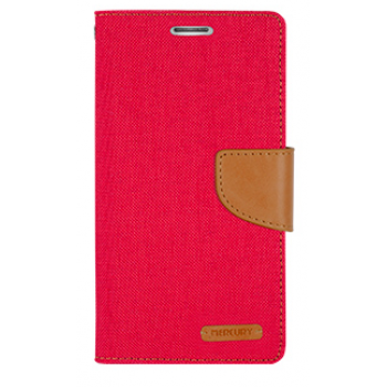 Чехол портмоне подставка на силиконовой основе с тканевым покрытием на магнитной защелке для Samsung Galaxy J5 Красный