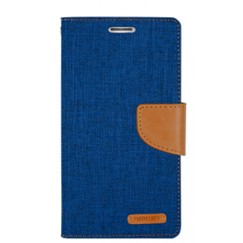 Чехол портмоне подставка на силиконовой основе с тканевым покрытием на магнитной защелке для Samsung Galaxy J5 Синий