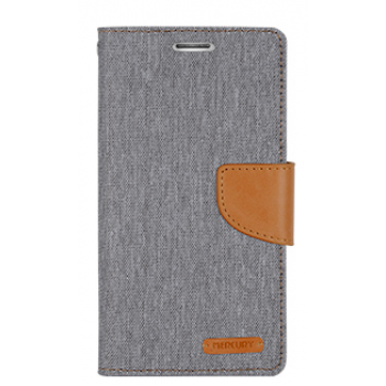 Чехол портмоне подставка на силиконовой основе с тканевым покрытием на магнитной защелке для Samsung Galaxy J5 Серый