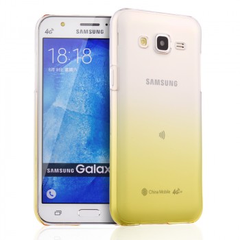 Пластиковый полупрозрачный градиентный чехол для Samsung Galaxy J5 Желтый