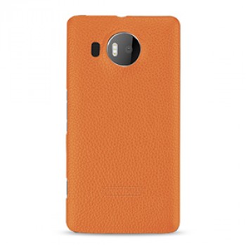 Кожаный чехол накладка (нат. кожа) серия Back Cover для Microsoft Lumia 950 XL Оранжевый