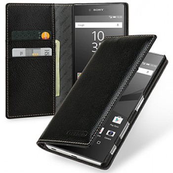 Кожаный премиум чехол портмоне (нат. кожа) для Sony Xperia Z5 Premium