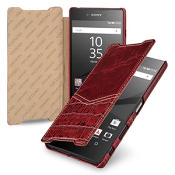 Эксклюзивный кожаный чехол горизонтальная книжка премиум (2 вида нат. кожи) ручной работы для Sony Xperia Z5 Premium