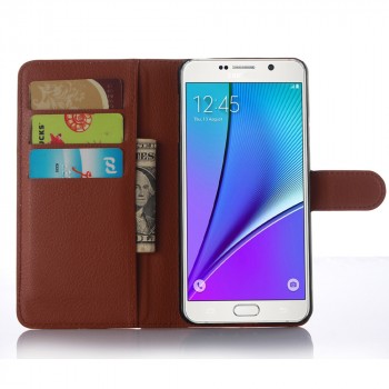 Чехол портмоне подставка с отсеком для карт и магнитной защелкой для Samsung Galaxy A5 (2016) Коричневый