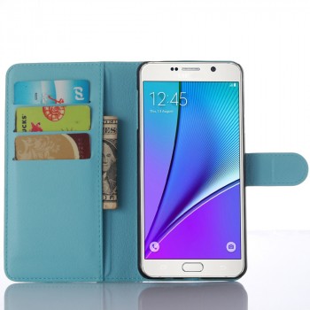 Чехол портмоне подставка с отсеком для карт и магнитной защелкой для Samsung Galaxy A5 (2016) Голубой