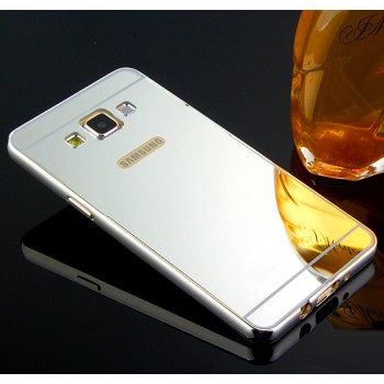 Двухкомпонентный чехол с металлическим бампером и поликарбонатной накладкой с зеркальным покрытием для Samsung Galaxy J5 Белый