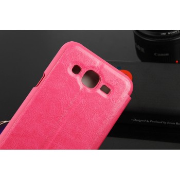 Чехол флип подставка на пластиковой основе для Samsung Galaxy J5 Розовый