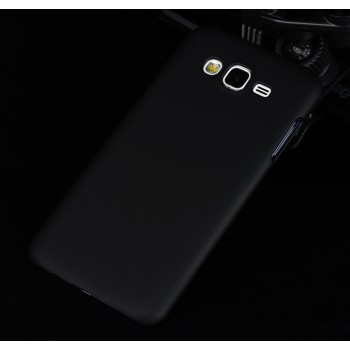 Пластиковый матовый непрозрачный металлик чехол для Samsung Galaxy J5 Черный