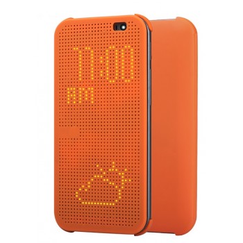 Точечный чехол смарт флип с функциями оповещения для HTC One E8 Оранжевый