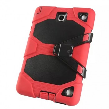 Противоударный двухкомпонентный силиконовый чехол с поликарбонатными вставками для экстрим защиты и встроенной ножкой-подставкой для Samsung Galaxy Tab A 8 Красный