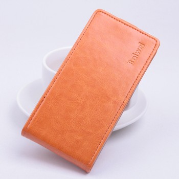 Глянцевый чехол вертикальная книжка на пластиковой основе с магнитной застежкой для Alcatel One Touch POP 3 5 Оранжевый