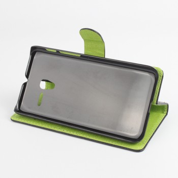 Текстурный чехол флип подставка на пластиковой основе с отделением для карт и магнитной защелкой для Alcatel One Touch POP 3 5 Черный