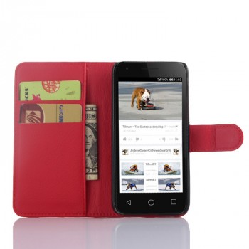 Чехол портмоне подставка с защелкой для Alcatel One Touch Pixi 3 (4.5) Красный