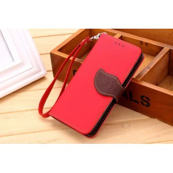 Текстурный чехол портмоне подставка на силиконовой основе с дизайнерской застежкой для Xiaomi RedMi 2 Красный