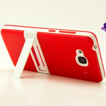 Двухкомпонентный силиконовый чехол с пластиковым бампером-подставкой для Xiaomi RedMi 2 Красный