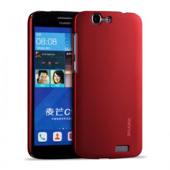 Пластиковый матовый металлик чехол для Huawei Ascend G7 Красный