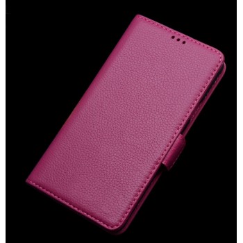 Кожаный чехол портмоне (нат. кожа) с крепежной застежкой для Philips S616 Пурпурный