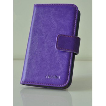 Глянцевый чехол портмоне подставка на силиконовой основе с отделением для карт для Sony Xperia E Фиолетовый