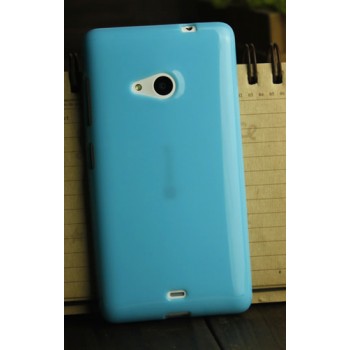 Силиконовый глянцевый непрозрачный чехол для Nokia Lumia 730/735 Голубой