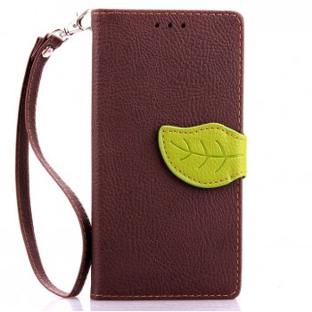 Текстурный чехол портмоне подставка с дизайнерской застежкой для Samsung Galaxy A3 Коричневый