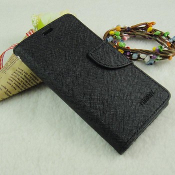 Текстурный чехол портмоне на силиконовой основе с дизайнерской застежкой для Samsung Galaxy A3 Черный