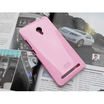 Пластиковый глянцевый непрозрачный чехол для ASUS Zenfone 6 Розовый