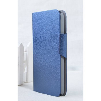 Текстурный чехол флип подставка на пластиковой основе с отделением для карт и крепёжной застёжкой для ASUS Zenfone 6 Синий