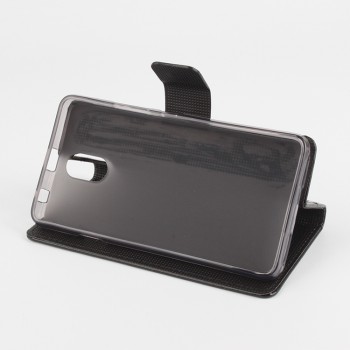 Глянцевый чехол флип подставка водоотталкивающий на силиконовой основе с отделением для карт для Lenovo Vibe P1m Черный