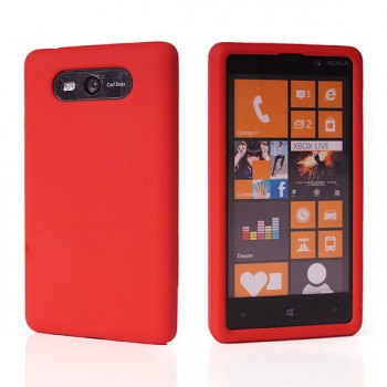 Силиконовый матовый непрозрачный чехол для Nokia Lumia 820 Красный