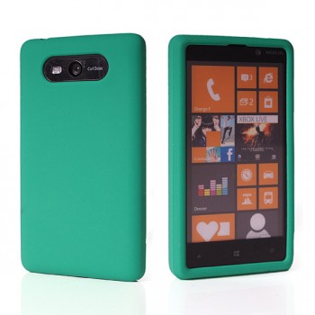 Силиконовый матовый непрозрачный чехол для Nokia Lumia 820 Зеленый