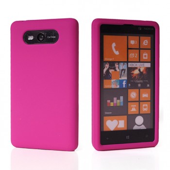 Силиконовый матовый непрозрачный чехол для Nokia Lumia 820 Пурпурный
