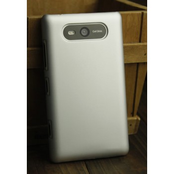 Пластиковый матовый металлик чехол для Nokia Lumia 820 Белый
