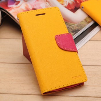 Текстурный чехол портмоне подставка на силиконовой основе с дизайнерской застежкой для Sony Xperia E4g Желтый