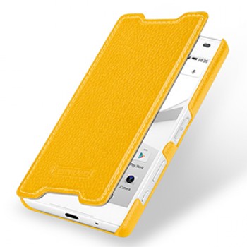 Кожаный чехол горизонтальная книжка (нат. кожа) для Sony Xperia Z5 Compact