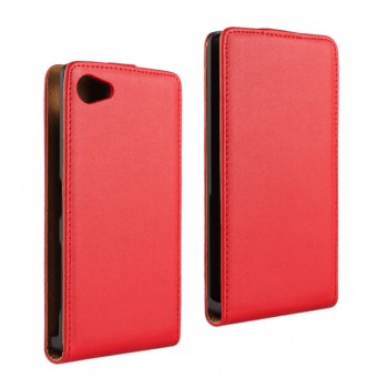 Чехол вертикальная книжка на пластиковой основе с магнитной застежкой для Sony Xperia Z5 Compact Красный