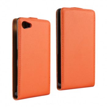 Чехол вертикальная книжка на пластиковой основе с магнитной застежкой для Sony Xperia Z5 Compact Оранжевый