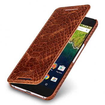 Эксклюзивный кожаный чехол горизонтальная книжка (нат. кожа рептилии) ручной работы для Google Huawei Nexus 6P