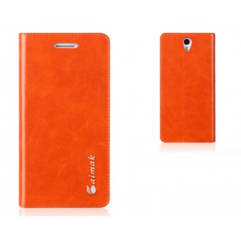 Чехол горизонтальная книжка подставка на пластиковой основе на присосках для ZUK Z1 Оранжевый