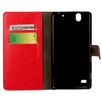 Глянцевый чехол портмоне подставка с защелкой на пластиковой основе для Sony Xperia C4 Красный