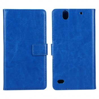 Глянцевый чехол портмоне подставка с защелкой на пластиковой основе для Sony Xperia C4 Синий